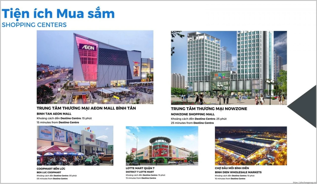 Destino Centro được thừa hưởng lợi thế từ vị trí gần trung tâm thương mại Aeon Mall Bến Lức